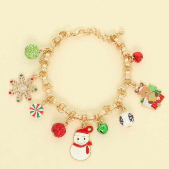 Christmas Theme Enamel Charm Bracelet - Picture 1 of 2